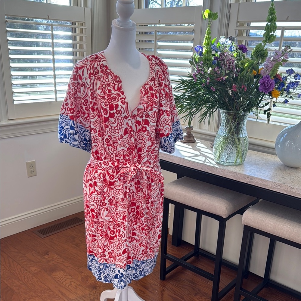 Tommy Hilfiger Red and Blue Midi Dress